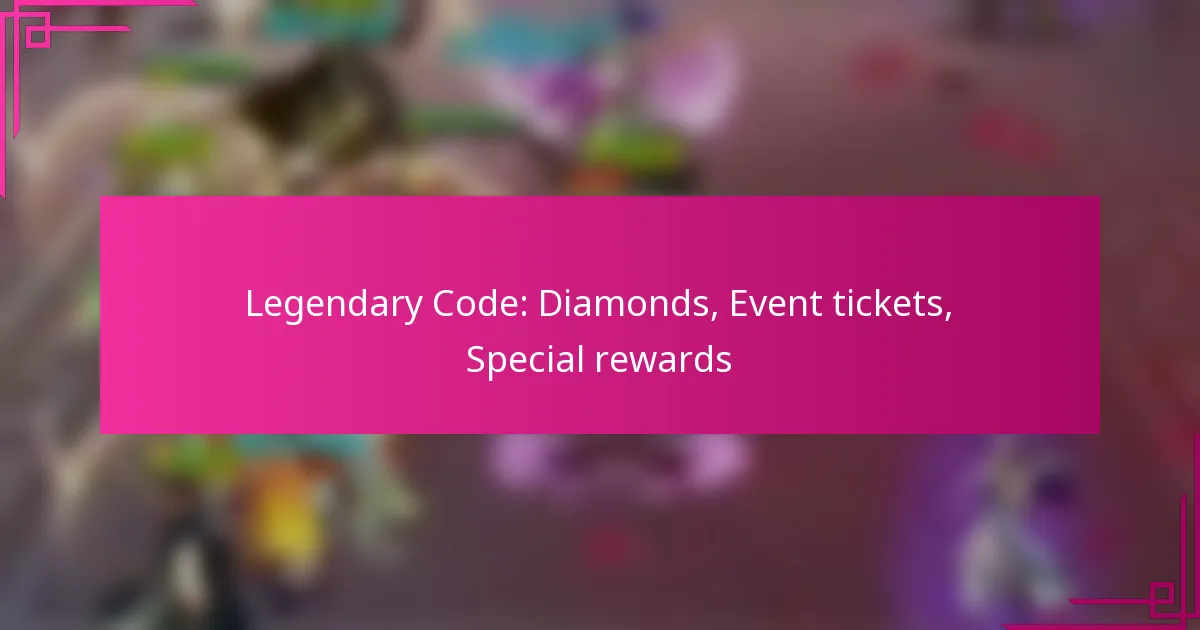 Legendary Code: Diamonds, Event tickets, Special rewards