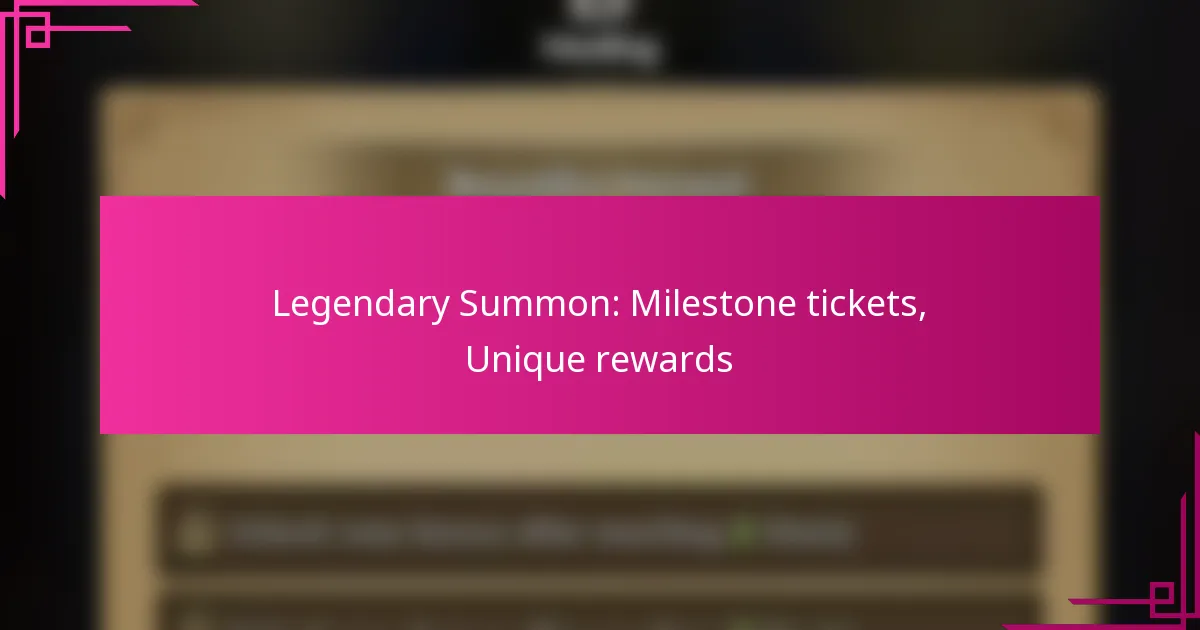 Legendary Summon: Milestone tickets, Unique rewards