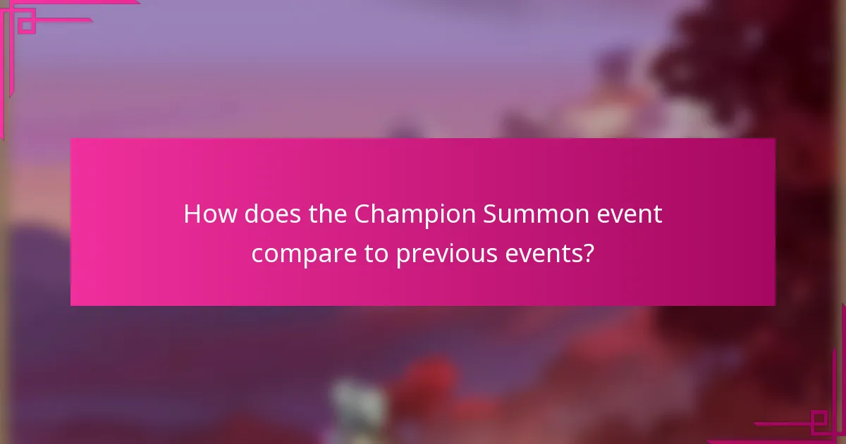 How does the Champion Summon event compare to previous events?