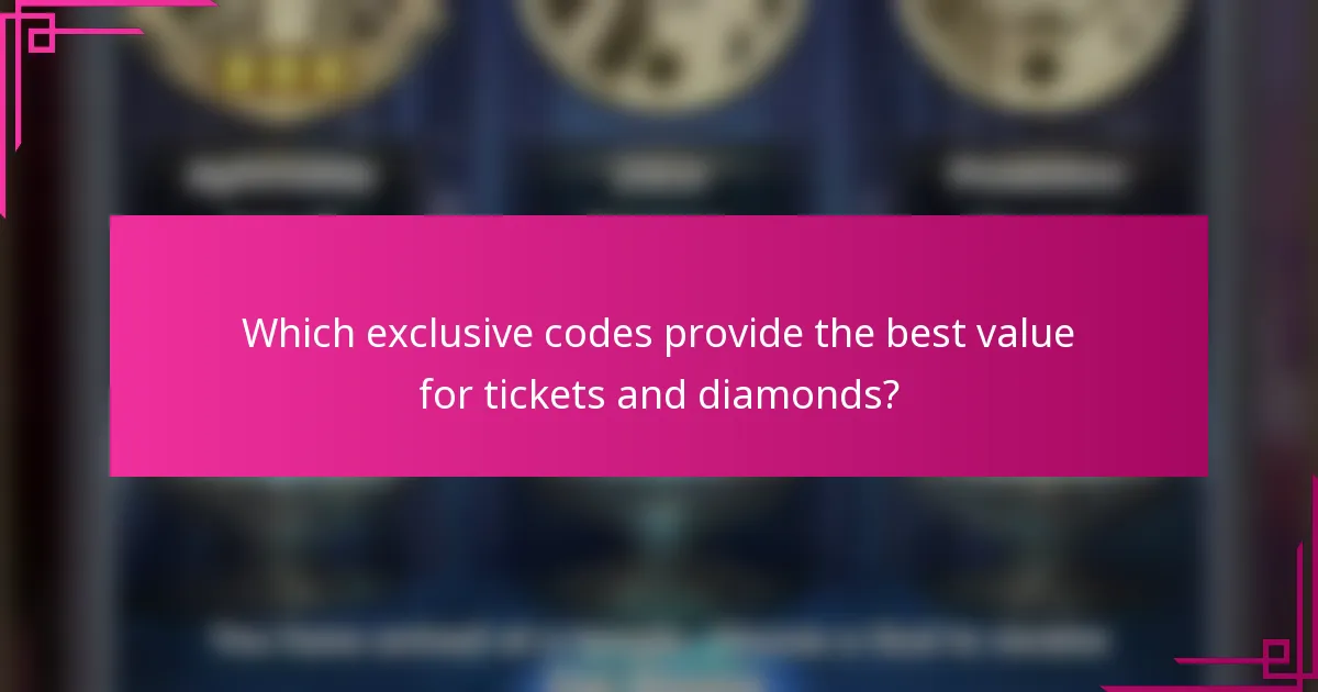 Which exclusive codes provide the best value for tickets and diamonds?